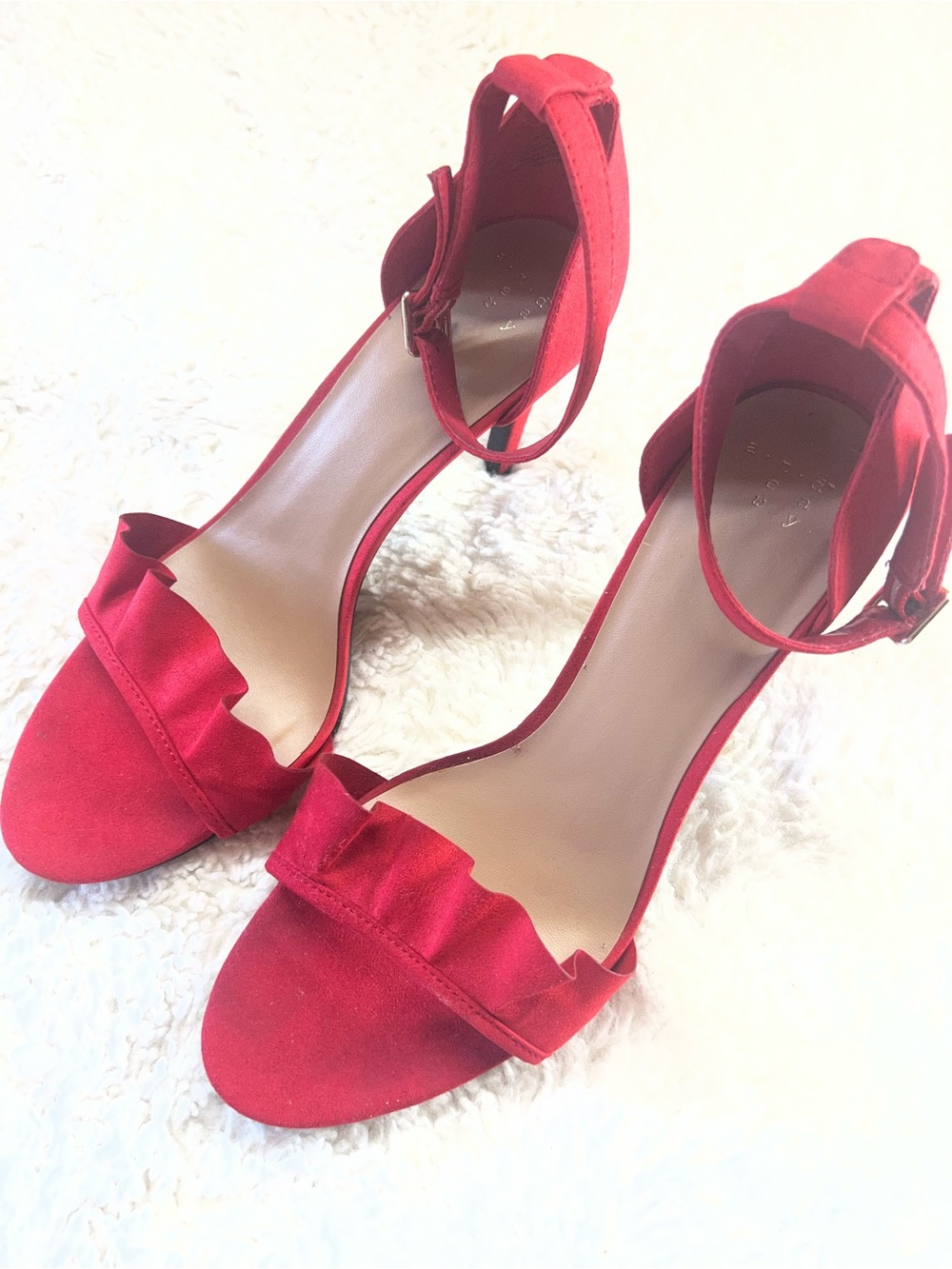 A NEW DAY Open Toe Ankle Strap Red Womens Heels Size 9.5